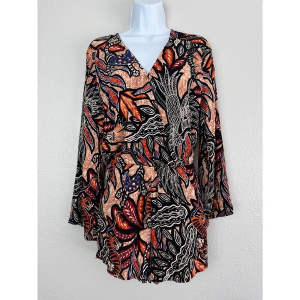 NWT H&M animal African print long flare sleeve romper 4